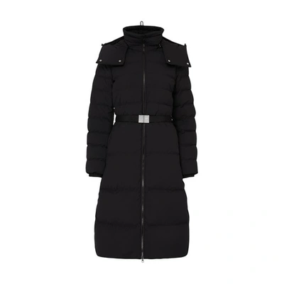Shop Burberry Burniston Long Belted Puffer In Black