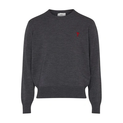 Shop Ami Alexandre Mattiussi Ami De Caur Crewneck Sweater In Heather_grey