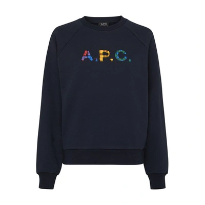 Shop Apc Vicky Logo Sweatshirt In Dark_navy
