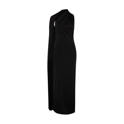 Shop Loewe Evening Dress With Scarf Collar In Black