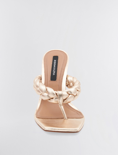 Shop Bcbgmaxazria Bella Braided Sandal Heel In Platino