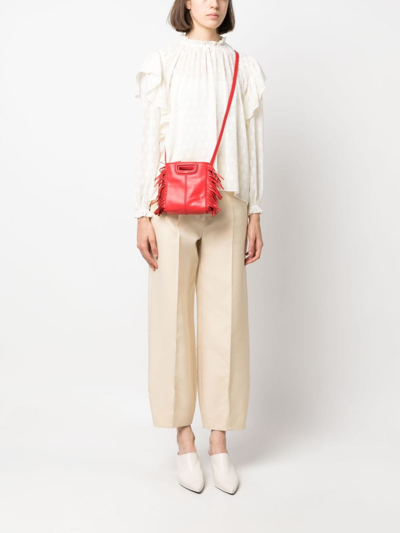 Shop Maje M Chain-strap Leather Mini Bag In Red