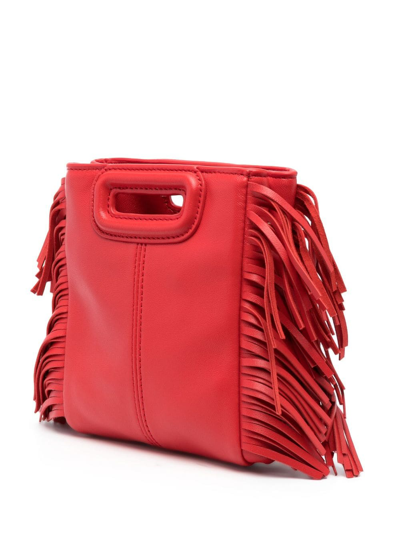 Shop Maje M Chain-strap Leather Mini Bag In Red