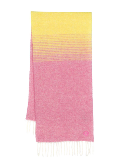 Shop Maje Logo-embroidered Wool-blend Scarf In Pink