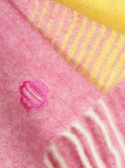 Shop Maje Logo-embroidered Wool-blend Scarf In Pink