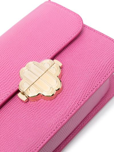 Shop Maje Lizard-embossed Leather Bag In Pink