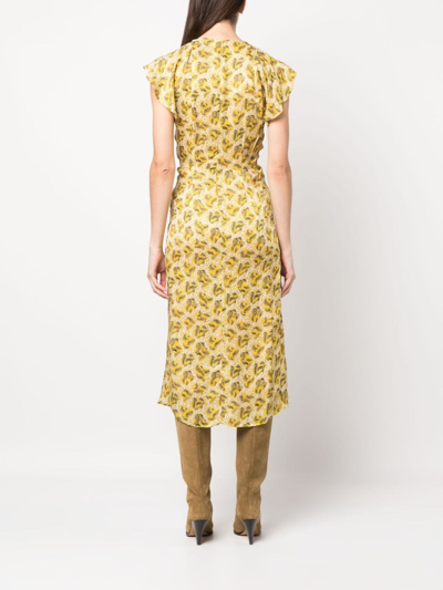 Shop Isabel Marant Floral-print Midi Dress In Gelb