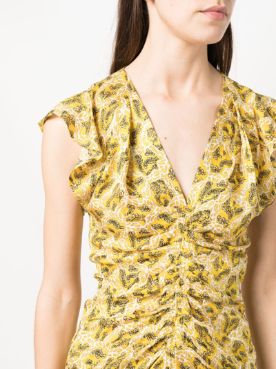 Shop Isabel Marant Floral-print Midi Dress In Gelb