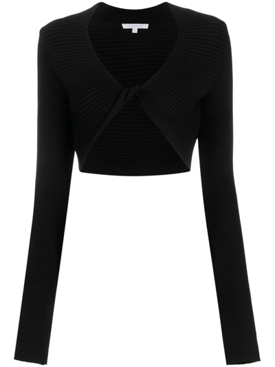 Shop Patrizia Pepe Scoop-neck Long-sleeve Top In Black