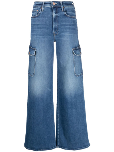 Shop Mother The Undercover Cargo Sneak Wide-leg Jeans In Blau