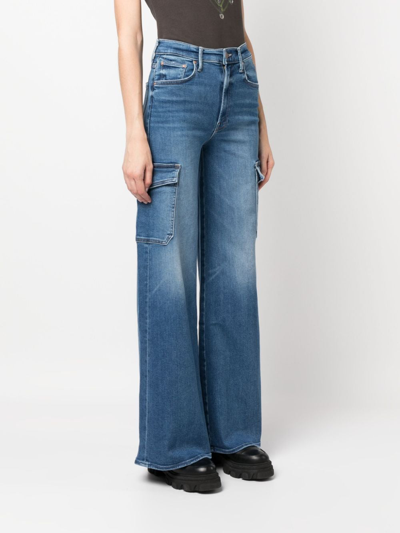 Shop Mother The Undercover Cargo Sneak Wide-leg Jeans In Blau