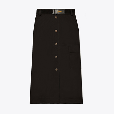 Shop Tory Burch Cotton Poplin Skirt In Black