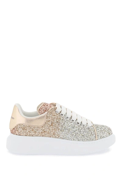 Shop Alexander Mcqueen 'oversize' Sneakers With Glitter In Gold