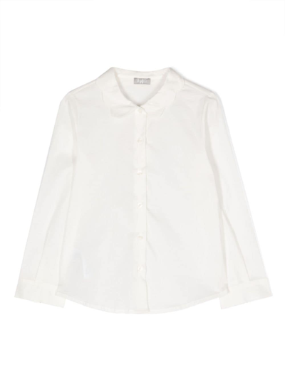 Shop Il Gufo Scallop-collar Cotton Shirt In White