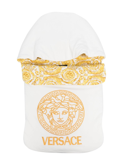 Shop Versace Barocco-print Cotton Sleep Bag In White