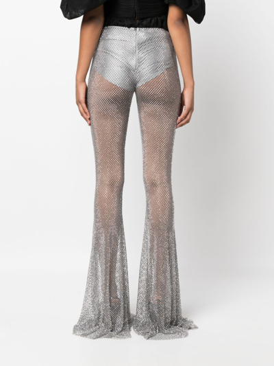 Shop Giuseppe Di Morabito Fishnet Palazzo Trousers In Silver