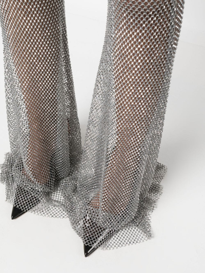 Shop Giuseppe Di Morabito Fishnet Palazzo Trousers In Silver