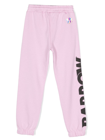 Shop Barrow Logo-print Cotton Track Pants In Pink