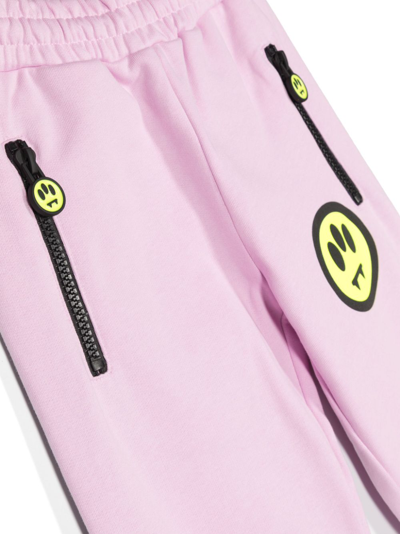 Shop Barrow Logo-print Cotton Track Pants In Pink