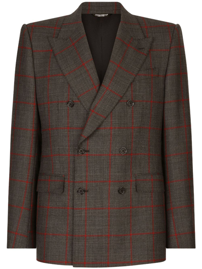 Shop Dolce & Gabbana Double-breasted Three-piece Suit In Brown
