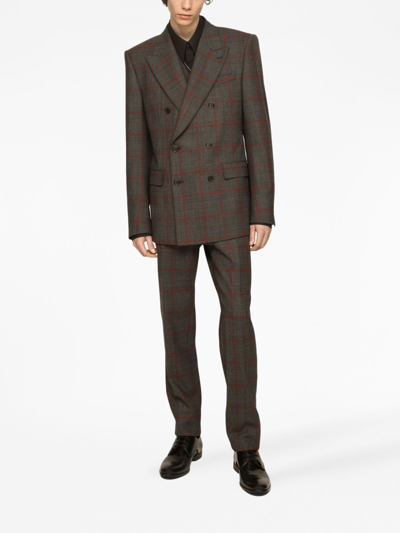 Shop Dolce & Gabbana Double-breasted Three-piece Suit In Brown