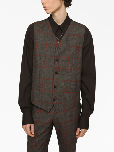 Dolce & Gabbana Double-breasted Three-piece Suit In Brown