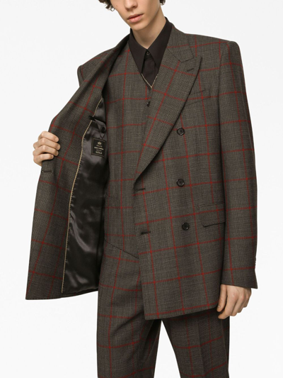 Shop Dolce & Gabbana Double-breasted Three-piece Suit In Brown