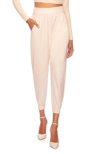 Shop Susana Monaco Faux Leather Joggers In Blanched Almond