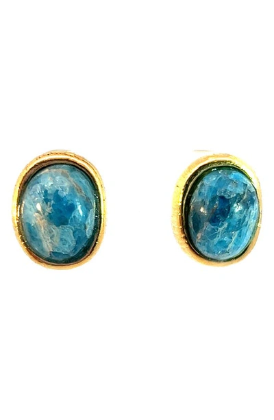 Shop Gas Bijoux Semiprecious Stone Stud Earrings In Blue