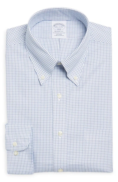 Shop Brooks Brothers Check Non-iron Regular Fit Dress Shirt In Blue