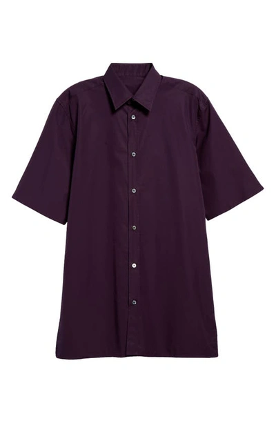 Shop Maison Margiela Short Sleeve Cotton Button-up Shirt In Purple
