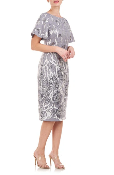 Shop Js Collections Lyra Flutter Sleeve Sequin Cocktail Dress In Silver