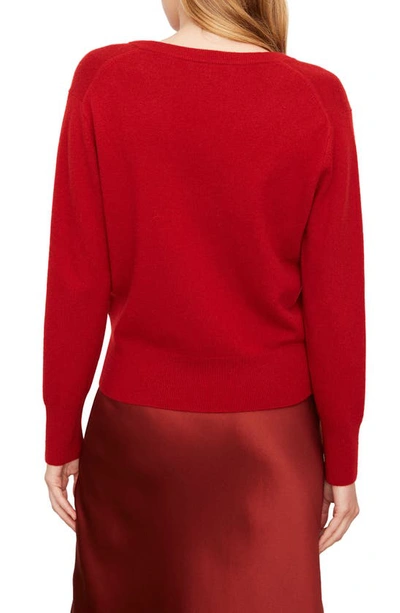 Vince Wool Blend V Neck Sweater In Sangria