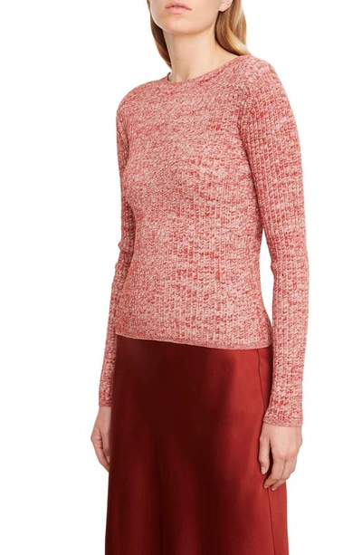 Shop Vince Marl Wool & Cotton Sweater In Sangria/ Off White