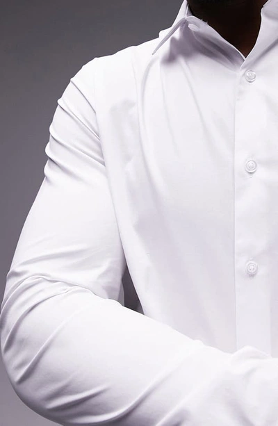 Shop Topman Solid White Stretch Button-up Shirt