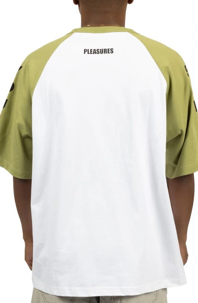 Shop Pleasures Alien Raglan Sleeve Cotton Graphic T-shirt In White