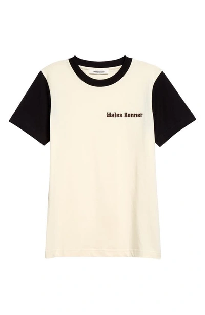 Shop Wales Bonner Morning Colorblock Logo Embroidered T-shirt In Black And Ivory