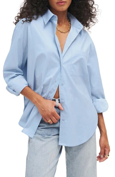 Shop Reformation Will Oversize Stretch Organic Cotton Button-up Shirt In Horizon