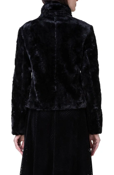 Shop Akris Punto Faux Fur Moto Jacket In 009 Black