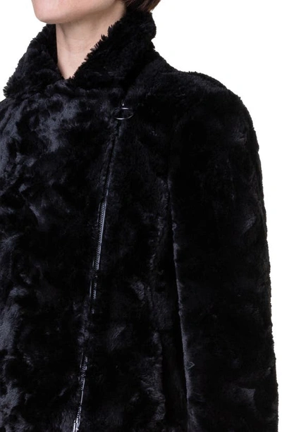 Shop Akris Punto Faux Fur Moto Jacket In 009 Black