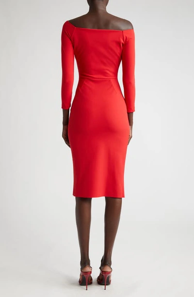 Shop Chiara Boni La Petite Robe Tushana Off The Shoulder Long Sleeve Dress In Red