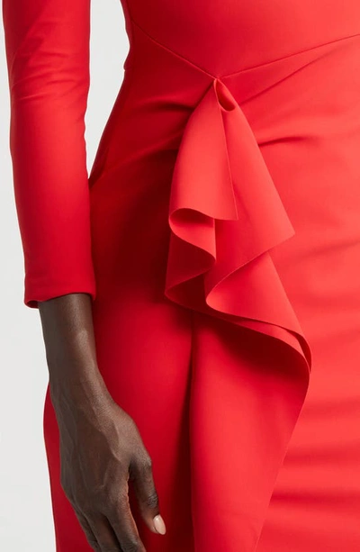 Shop Chiara Boni La Petite Robe Tushana Off The Shoulder Long Sleeve Dress In Red