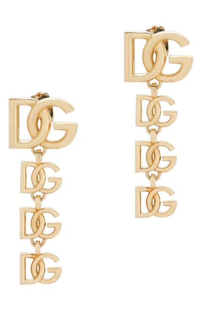 Shop Dolce & Gabbana Dolce&gabbana Dg Charm Drop Earrings In Gold