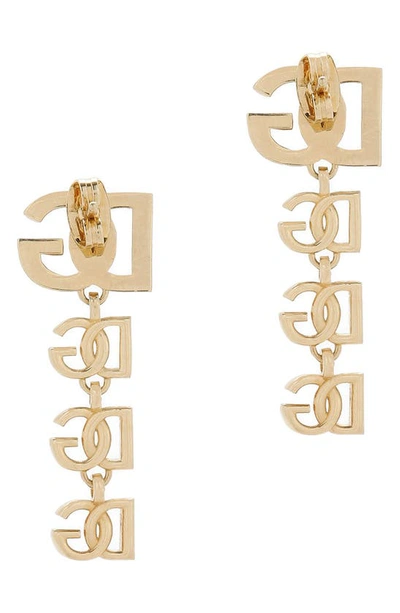 Shop Dolce & Gabbana Dolce&gabbana Dg Charm Drop Earrings In Gold