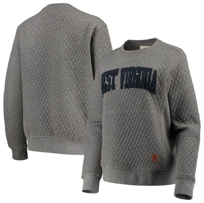 Pressbox Heathered Gray West Virginia Mountaineers Moose Applique Quilted Crewneck Sweatshirt In Heather Gray