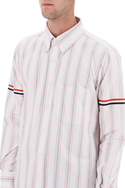 Shop Thom Browne Striped Oxford Button Down Shirt