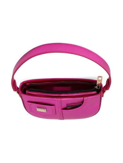 Dolce & Gabbana Logo-plaque Patent-leather Shoulder Bag In Pink