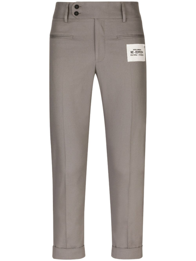 Shop Dolce & Gabbana Pressed-crease Cropped Trousers In Neutrals