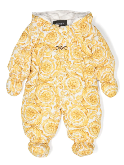 Shop Versace Barocco-print Zip-up Snowsuit In White