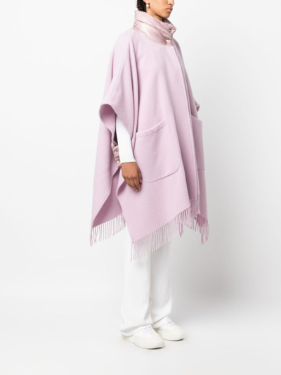 Shop Herno Panelled Wool Cape In Purple